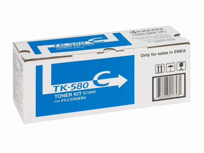 Kyocera TK-580C Toner Cartridge, Cyan