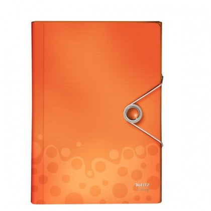 Filing folder with eraser Leitz WOW, A4, plastic, orange, 6 compartments 0816-104