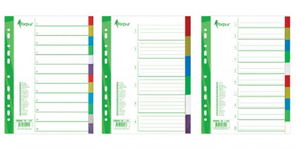 Divider Forpus, A4, 1-10 colors, plastic