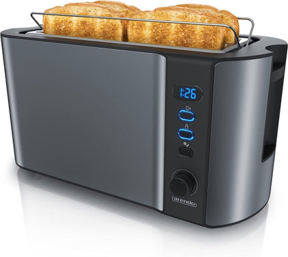 Ecost Customer Return, Arendo Stainless Steel Toaster, Long Slot, 4 Slices, Cool Grey, Admiral Blue