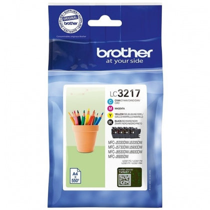 Brother LC3217 (LC3217VALDR) Ink Cartridge Multipack, Black, Cyan, Magenta, Yellow