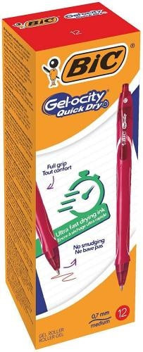 BIC Gell Pen Gelocity QUICK DRY Red, Box 12 pcs. 494671