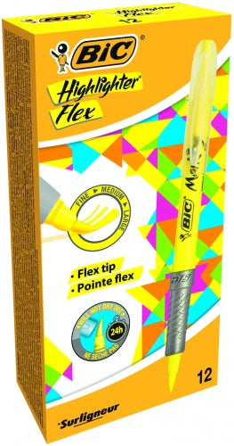 BIC Highlighter FLEX, 1-4 mm, yellow, Box 12 pcs. 448919