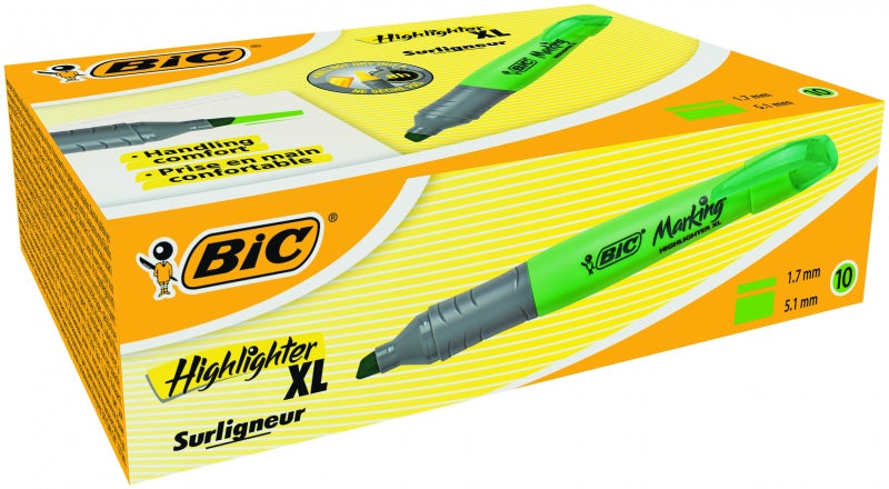 BIC Highlighter XL 2-5 mm, green, Box 10 pcs. 247147