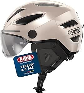 Ecost customer return ABUS Pedelec 2.0 ACE city helmet - bike helmet with rear light, visor, rain co