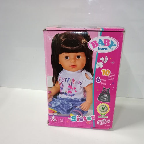 Ecost Customer Return Zapf Creation 830352 Baby Born Sister Brunette 43 cm - Doll with Lifelike Func