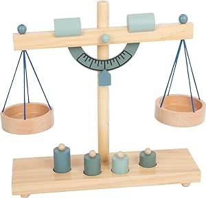 Ecost Customer Return Small Foot Little Market 11861 Wooden Joist Scales with Four Weights, Accessor