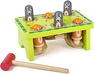Ecost Customer Return Small Foot 11162 Whack-A-Mole Bench 100% Certified Wood Robust Hammer Game Sui
