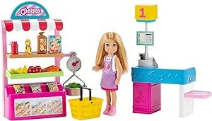 Ecost customer return Barbie Chelsea Snack Stand Playset with Doll 15+ Pieces: Register, Food Items,