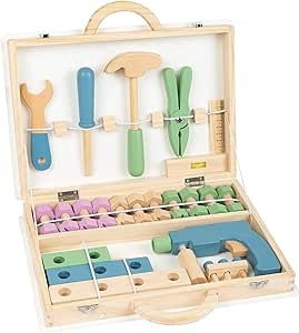 Ecost customer return small foot wooden toys - Premium Nordic Toolbox Playset, wooden tool box, with