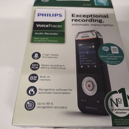 Ecost customer return Philips Voicetracer DVT2810 Audio Recorder with Dragon Speech Recor