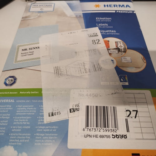 Ecost customer return HERMA 4450 Labels Premium A4 70x32 mm white paper matt 2700 pcs.