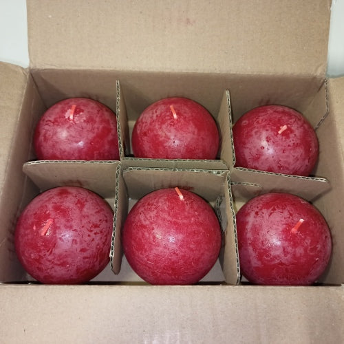 Ecost customer return bolsius  Rustic Ball Candle  Red  7.6 cm  Pack of 6  Unscented Rust