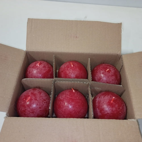 Ecost customer return bolsius  Rustic Ball Candle  Red  7.6 cm  Pack of 6  Unscented Rust