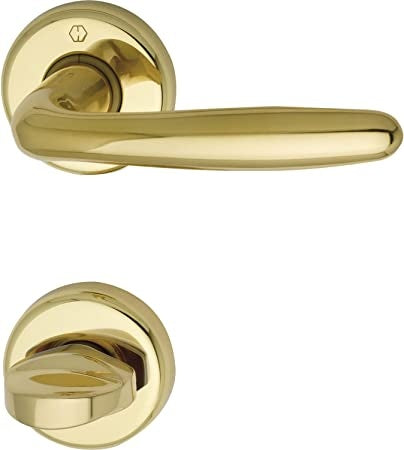 Ecost customer return HOPPE 3066806 Roissy handle set on round rosette, polished brass, toilet knob,