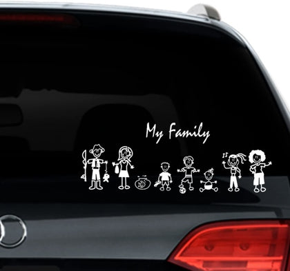 Ecost customer return TOTOMO 48 Stick Figures My Family & Pet Cat Dog Stickers for Car Windows Bumpe