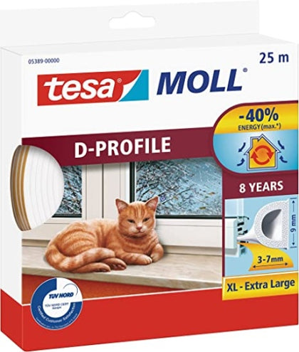 Ecost customer return tesa H0538900 05389000 Moll D Draught Excluder for Doors and Windows, White, 2