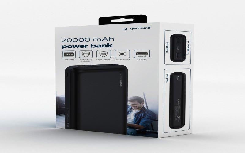 Gembird PB20-01 Portable Charger Lithium Polymer (LiPo) 20000 mAh Black