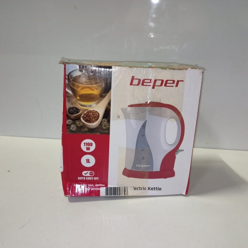 Ecost Customer Return, BEPER BB.050 Electric Kettle 1 Litre Capacity with Scale Display, Automatic S