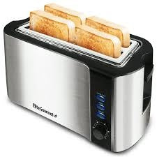 Ecost Customer Return, Arendo stainless steel toaster, long slot, 4 slices, white/red