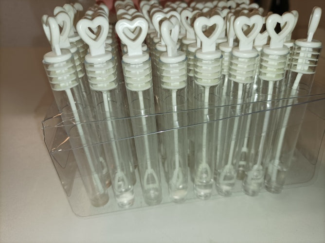 Ecost Customer Return, Wedding Soap Bubbles Filled with 5ml Liquid 48 Tubes with Heart Handle, each