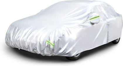 Ecost customer return Amazon Basics Weatherproof Car Cover Silver PEVA With Cotton Sedan Up To 430cm