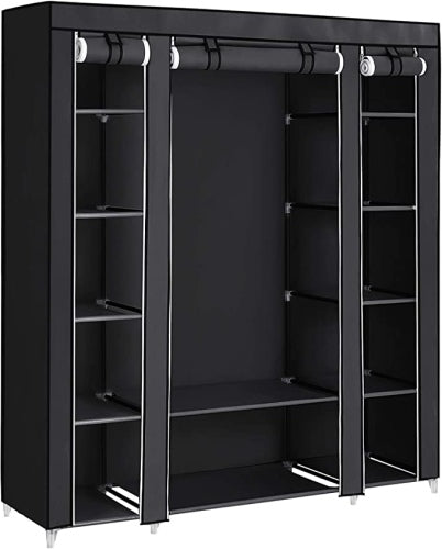 Ecost customer return Songmics Canvas Wardrobe Wardrobes Bedroom Furniture Storage Black 180 x 150 x