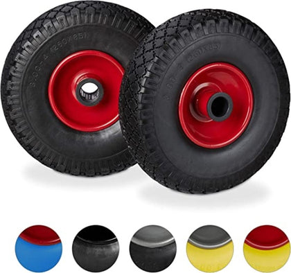 Ecost customer return Relaxdays Sack Truck Wheel Set PunctureProof 3.004 Solid Rubber Tyres 25 mm Ax