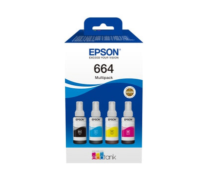 Epson 664 EcoTank (C13T66464A) Ink Cartridge, Black, Cyan, Magenta, Yellow, Multipack 4 colours