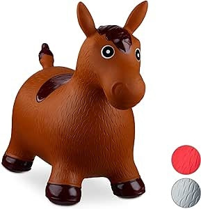 Ecost Customer Return Relaxdays 10024991_93, brown hopping animal horse, including air pump, bouncy