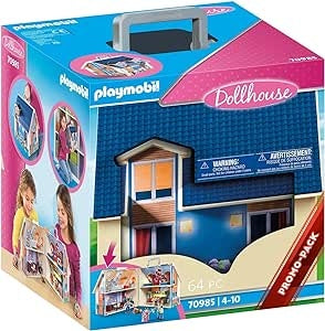 Ecost Customer Return PLAYMOBIL Dollhouse 70985 Travel Dollhouse with Handle, Foldable, Toy for Chil