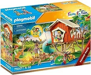 Ecost Customer Return PLAYMOBIL Family Fun 71001 Adventure Tree House with Slide, LED Campfire, Toy