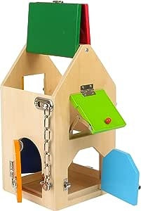 Ecost Customer Return Small Foot 4432 Wooden Castle House with Locks, Latches, Levers, Hinges and Sa