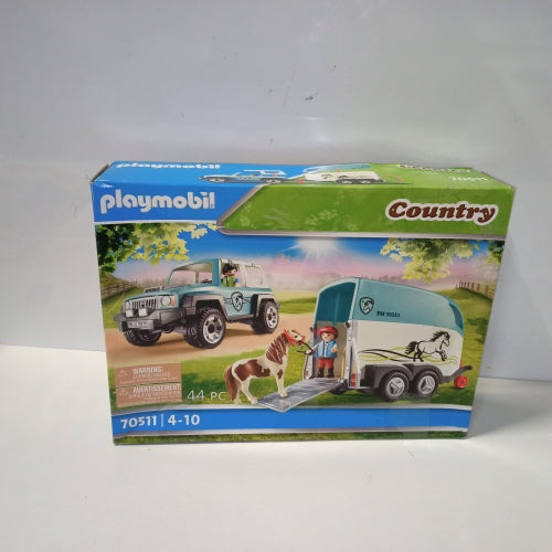 Ecost Customer Return PLAYMOBIL Country 70511 Car with Pony Trailer 4 Years and Up