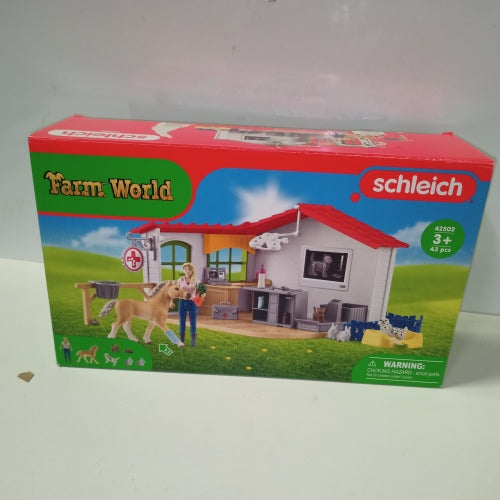 Ecost Customer Return Schleich 42502 Farm World game set, Veterinary Practice with Pets for Children
