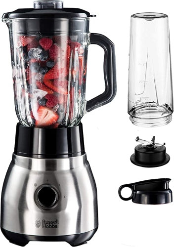Ecost Customer Return Russell Hobbs Stand Mixer Glass Steel 2-in-1, incl. to-go mug & lid, 1.5l g
