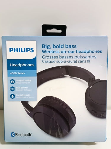 Ecost Customer Return Philips H4205BK/00 Bluetooth headphones with Bass Boost button, Bluetooth,