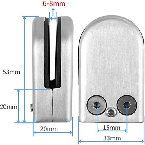 Ecost Pack of 24 Stainless Steel Glass Holder Clamp Holder 6-8 mm Glass Clamp Holder Glass Plate Hol