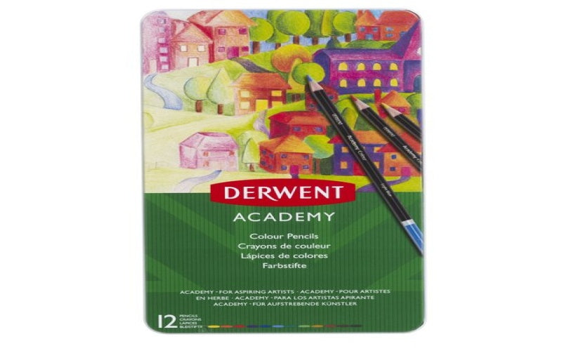 Derwent Academy Colouring Pencils 12 colours, Tin box