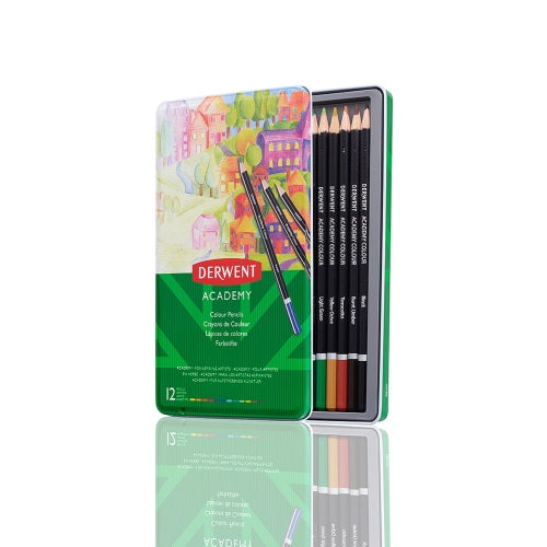 Derwent Academy Colouring Pencils 12 colours, Tin box