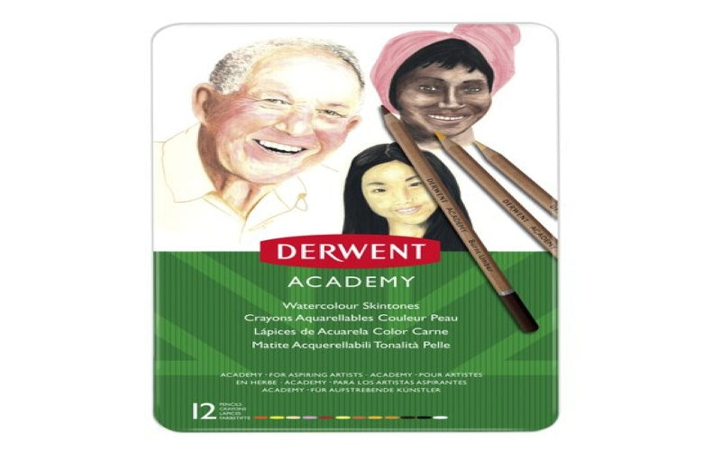 Derwent Academy Portrait Watercolour Pencils 12 Tin