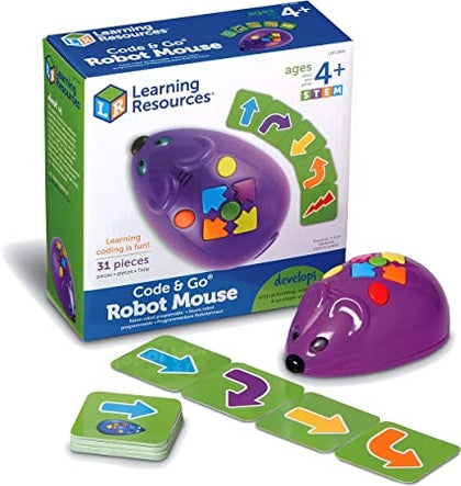 Ecost Customer Return Learning Resources Code & Go Robot Mouse - 31 Pieces, Ages 4+, Coding STEM Toy