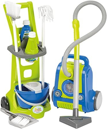 Ecost Customer Return Ecoiffier 1770 Cleaning Trolley with Vacuum Cleaner and accessories, 3 years+