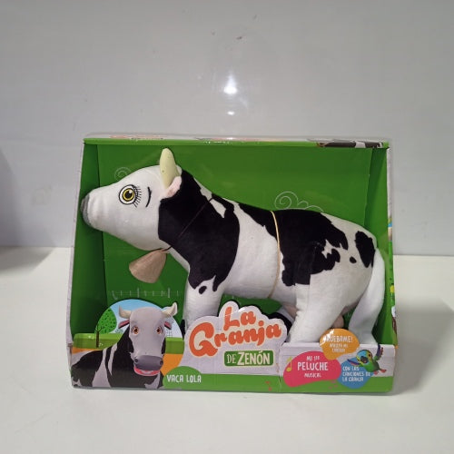 Ecost Customer Return LA GRANJA DE ZENON Zenon Farm - Musical Cow Lola, DX Plush 20 cm Black White