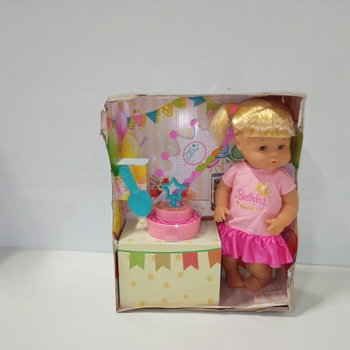 Ecost Customer Return Nenuco Happy Birthday Baby Doll with Birthday Cake, Cute Dress, Birthday Crown