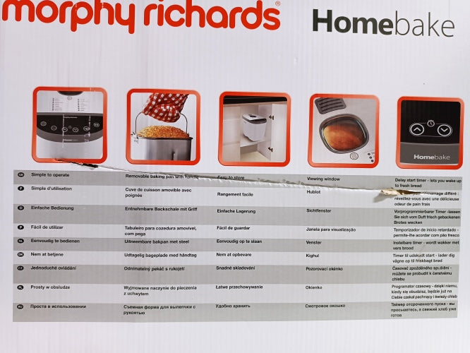 Ecost Customer Return Morphy Richards Homebake Breadmaker - White - 14 Programmes - 1.5lb and 2lb
