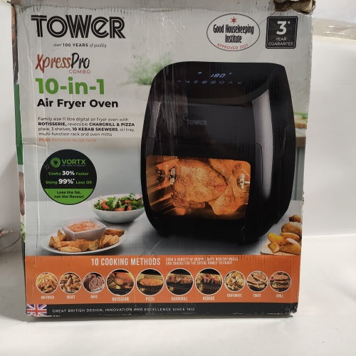 Ecost Customer Return Tower Xpress Pro Combo T17076 Vortx 10-in-1 Digital Air Fryer Oven with Rap