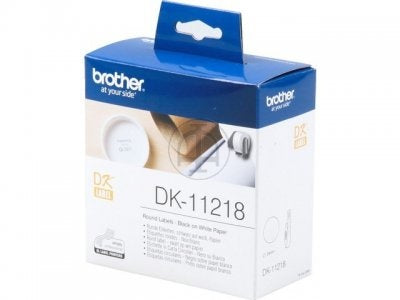 Brother DK-11218 Round Labels, Black on White Paper, 24 mm, 1000 labels per roll