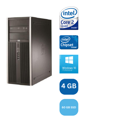 HP Compaq 8000 Elite / Intel core 2 Quard Q9500 /4 GB/ 60 GB SSD/ Win 10