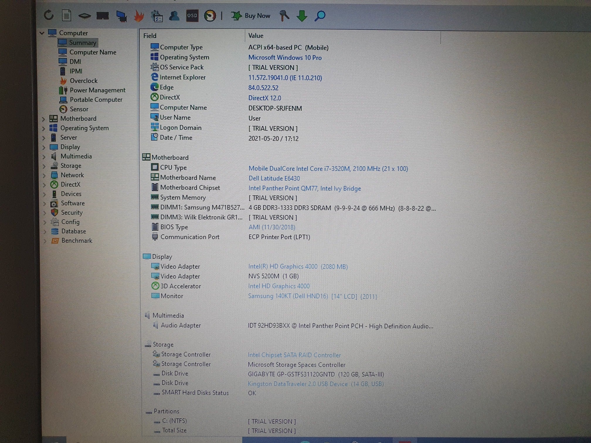 Dell E6430 notebook/14 inches /Intel core i7-3520M/ 8GB/120 GB SSD